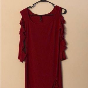 Red/Burgundy Fitted Club Dress with slits on Arm